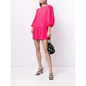 Alice + Olivia Shayla Pleated Balloon Sleeve Tiered Mini Dress Pink Size 6